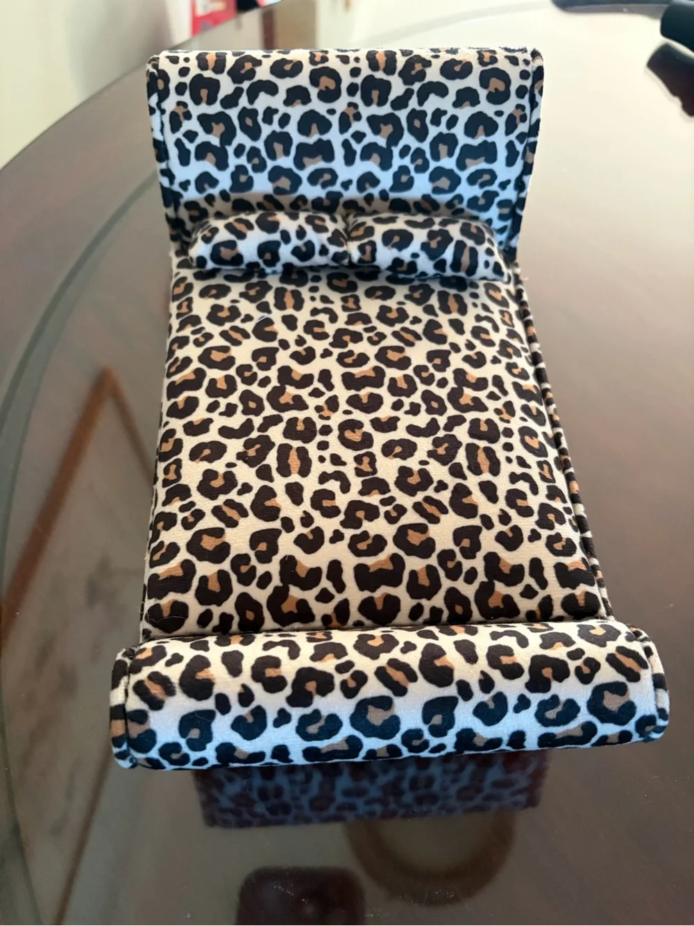 Leopard Print Accent Chaise Jewelry Box, NWT